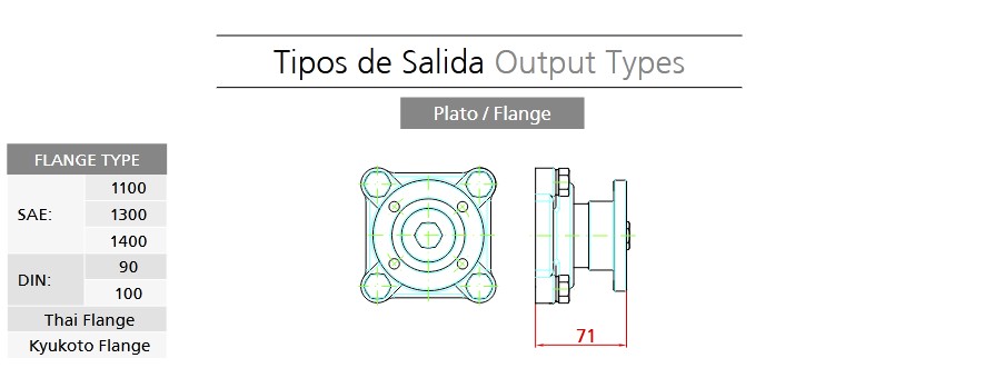 Toma de Fuerza Mitsubishi M038S6 - 2 Piñones - Neumático - Imagen 3