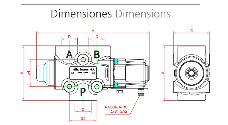 Desviadora de Accionamiento Neumático Bz 1" Gas 150L / 200L de caudal - Imagen 2