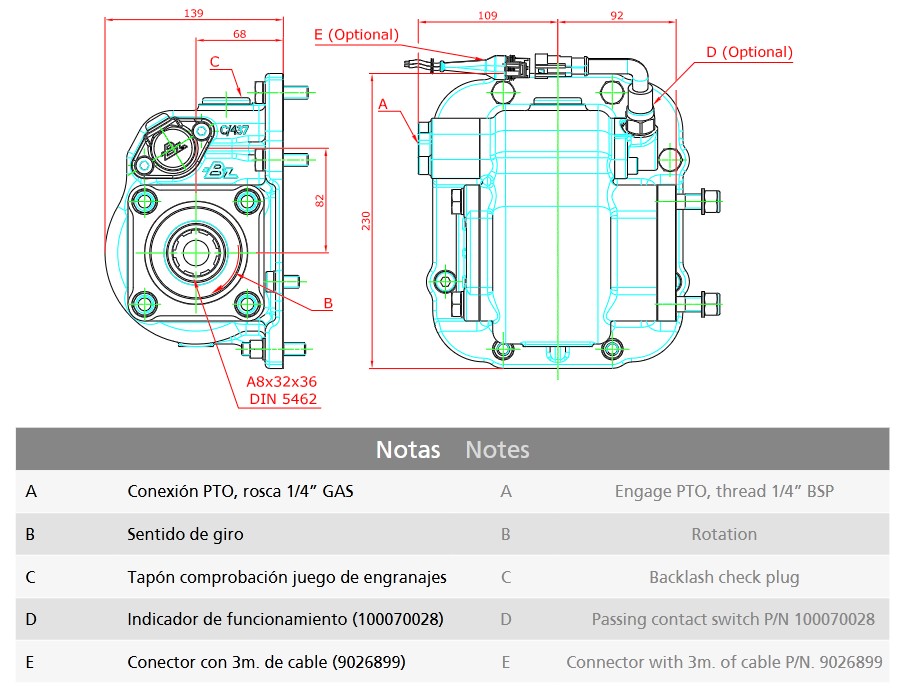 Toma de Fuerza Vb Hino M009 Lateral 1P8 - Neumático - Imagen 2