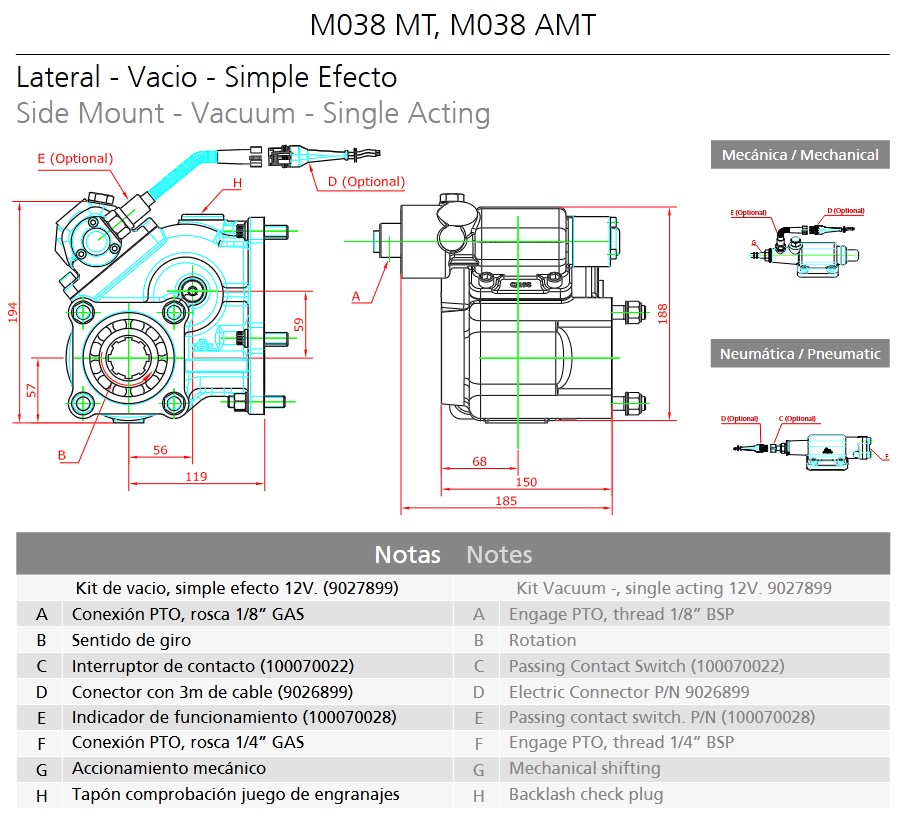 Toma de Fuerza Mitsubishi M038S6 2 Piñones (65%) - Imagen 2